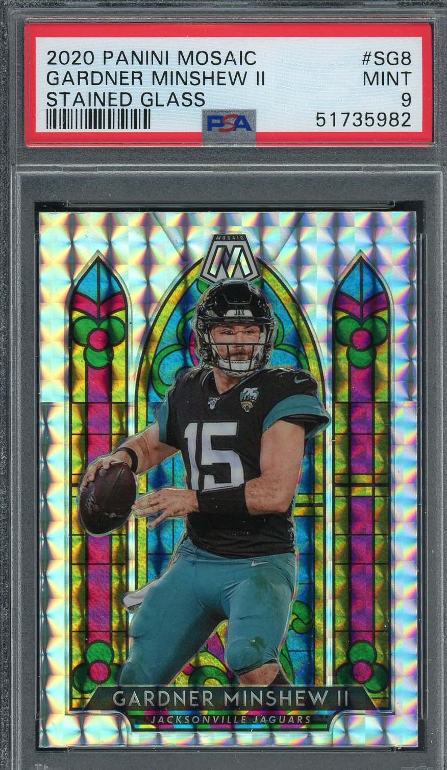 Gardner Minshew 2020 Panini Mosaic Stained Glass Football Card #SG8 PSA 9 Gardner Minshew 2020 Panini Mosaic Stained Glass Football Card #SG8 PSA 9