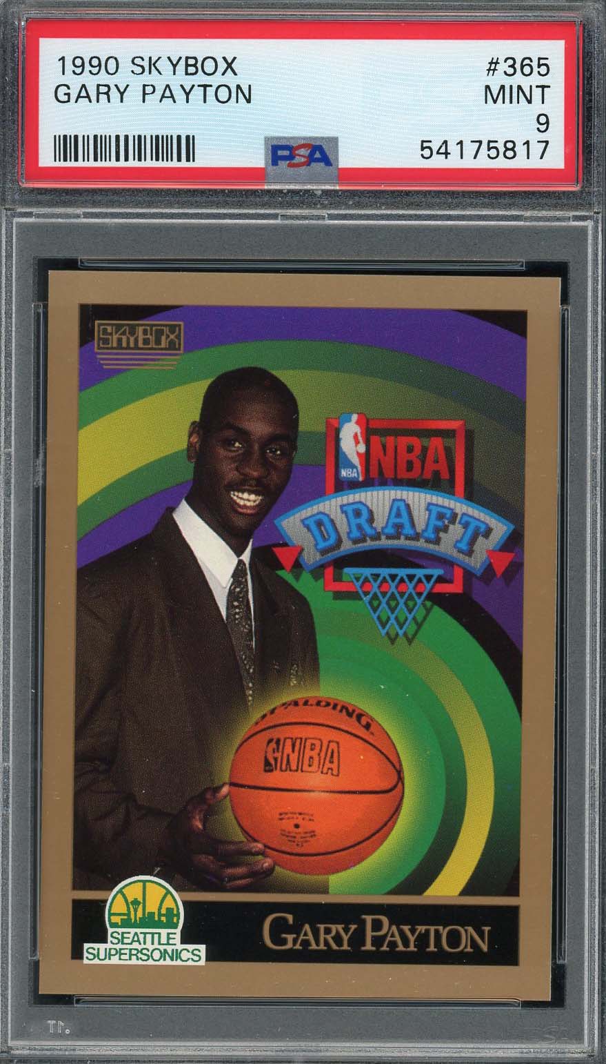 Gary Payton 1990 Skybox Basketball Rookie Card RC #365 Graded PSA 9