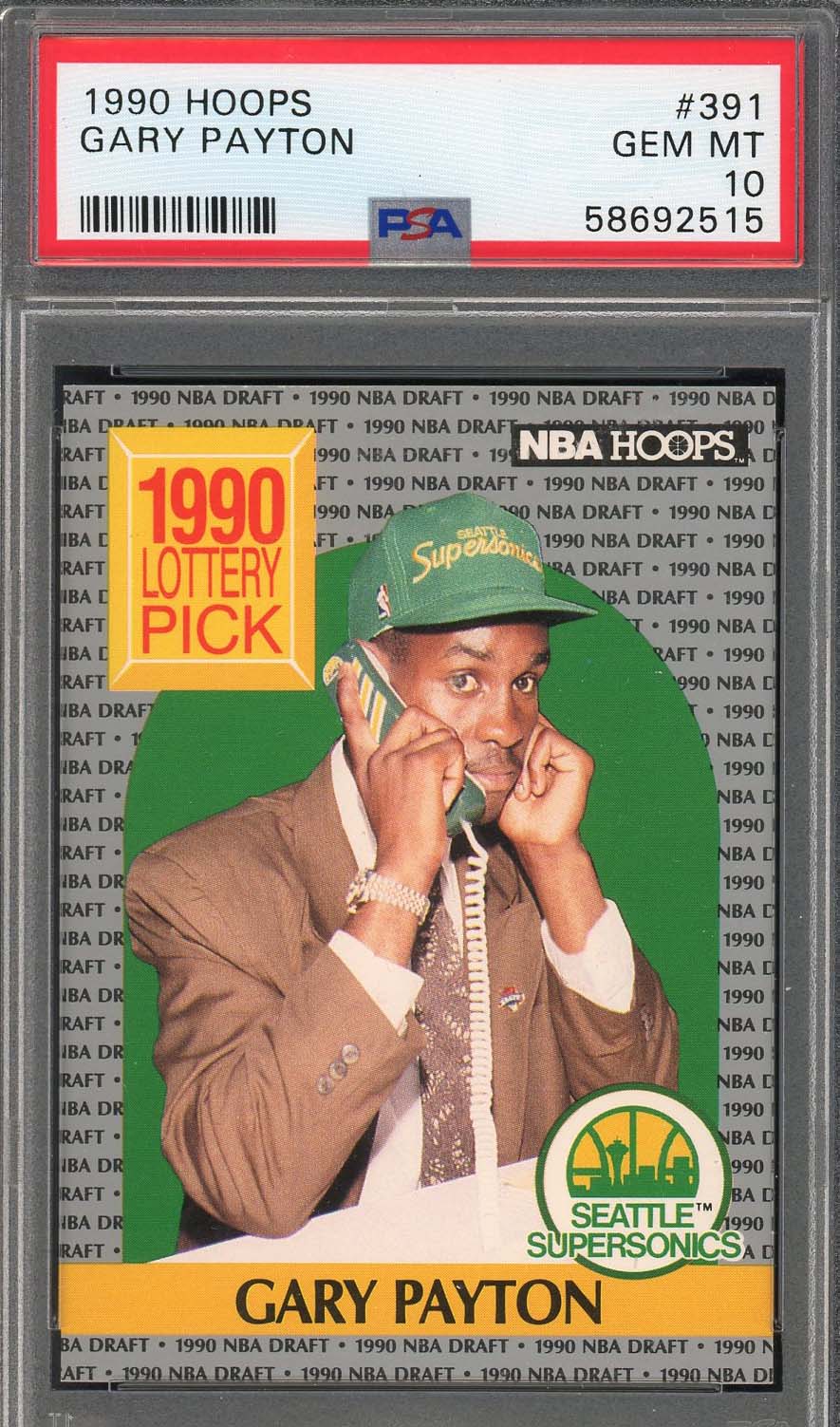 Gary Payton 1990 Hoops Basketball Rookie Card RC #391 Graded PSA 10