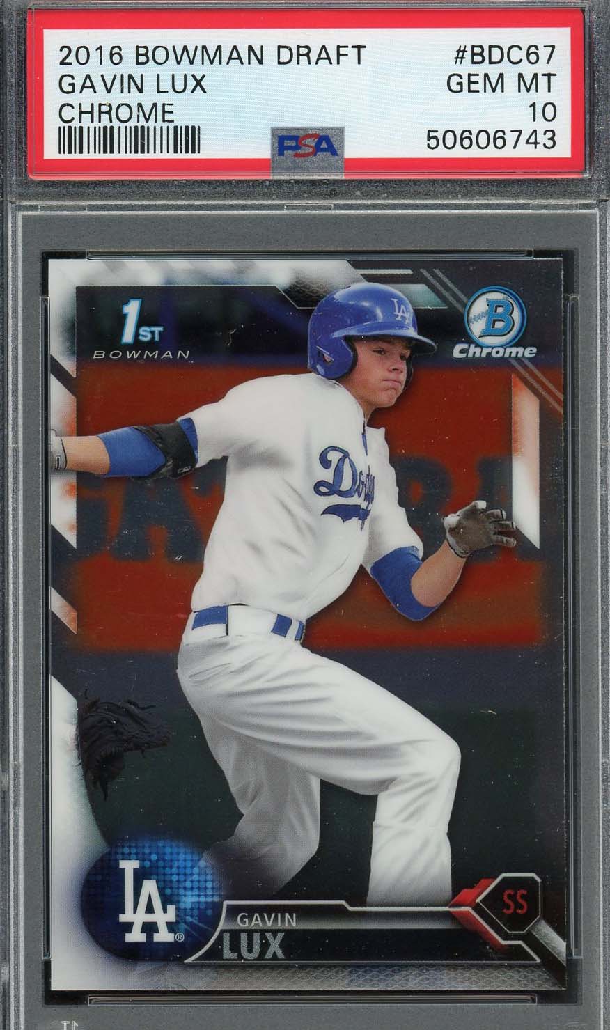 Gavin Lux 2016 Bowman Draft Chrome Baseball Rookie Card #BDC67 PSA 10 Gavin Lux 2016 Bowman Draft Chrome Baseball Rookie Card #BDC67 PSA 10