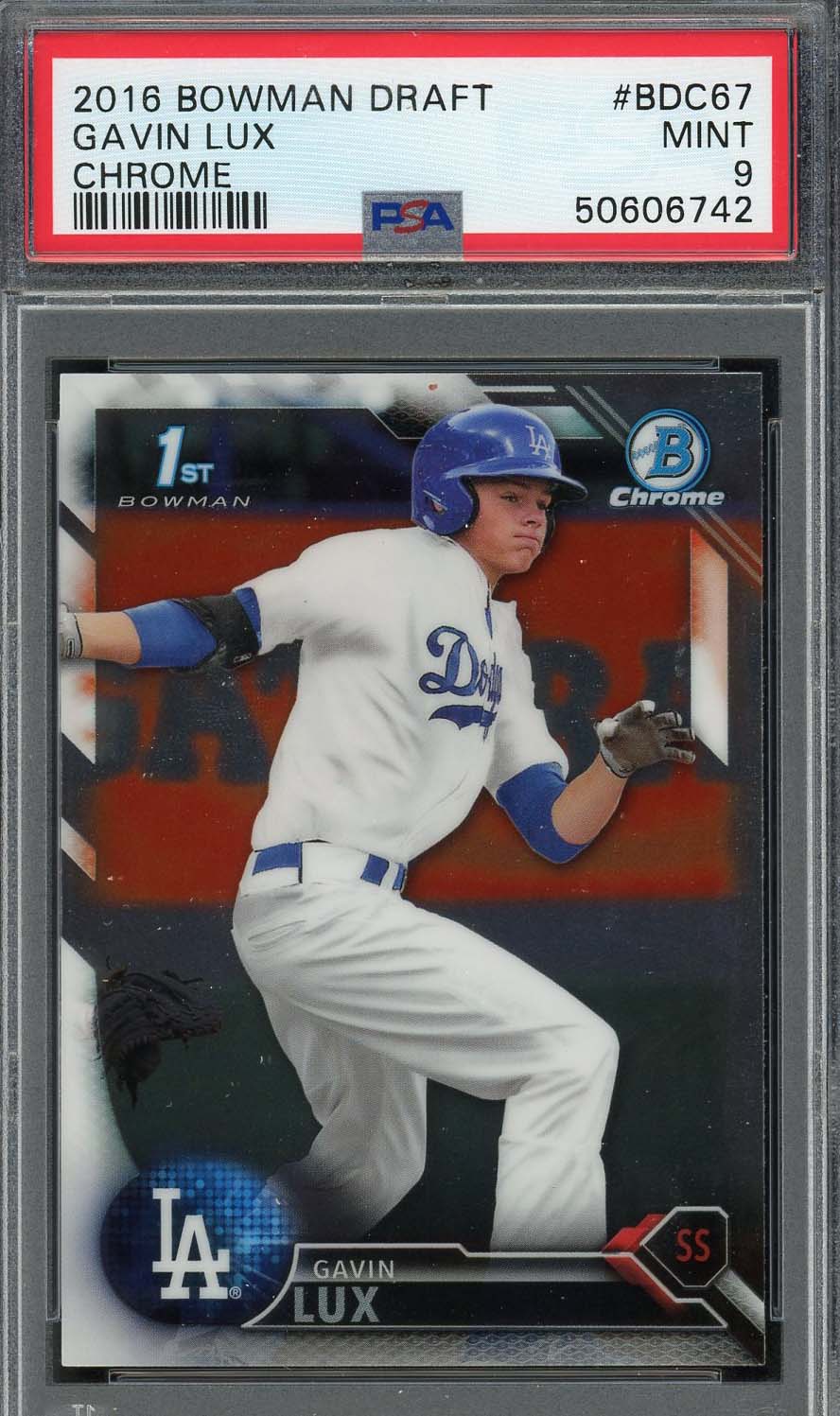 Gavin Lux 2016 Bowman Draft Chrome Baseball Rookie Card #BDC67 PSA 9 Gavin Lux 2016 Bowman Draft Chrome Baseball Rookie Card #BDC67 PSA 9