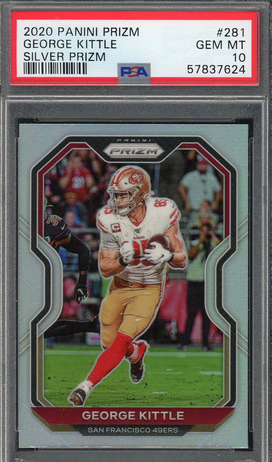 George Kittle 2020 Panini Prizm Silver Football Card #281 Graded PSA 10 George Kittle 2020 Panini Prizm Silver Football Card #281 Graded PSA 10