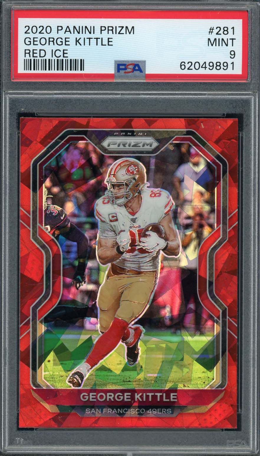 George Kittle 2020 Panini Prizm Red Ice Football Card #281 Graded PSA 9 George Kittle 2020 Panini Prizm Red Ice Football Card #281 Graded PSA 9