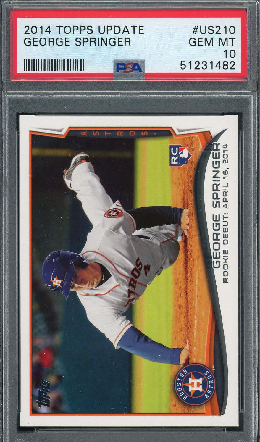 George Springer 2014 Topps Update Baseball Rookie Card #US210 PSA 10 George Springer 2014 Topps Update Baseball Rookie Card #US210 PSA 10