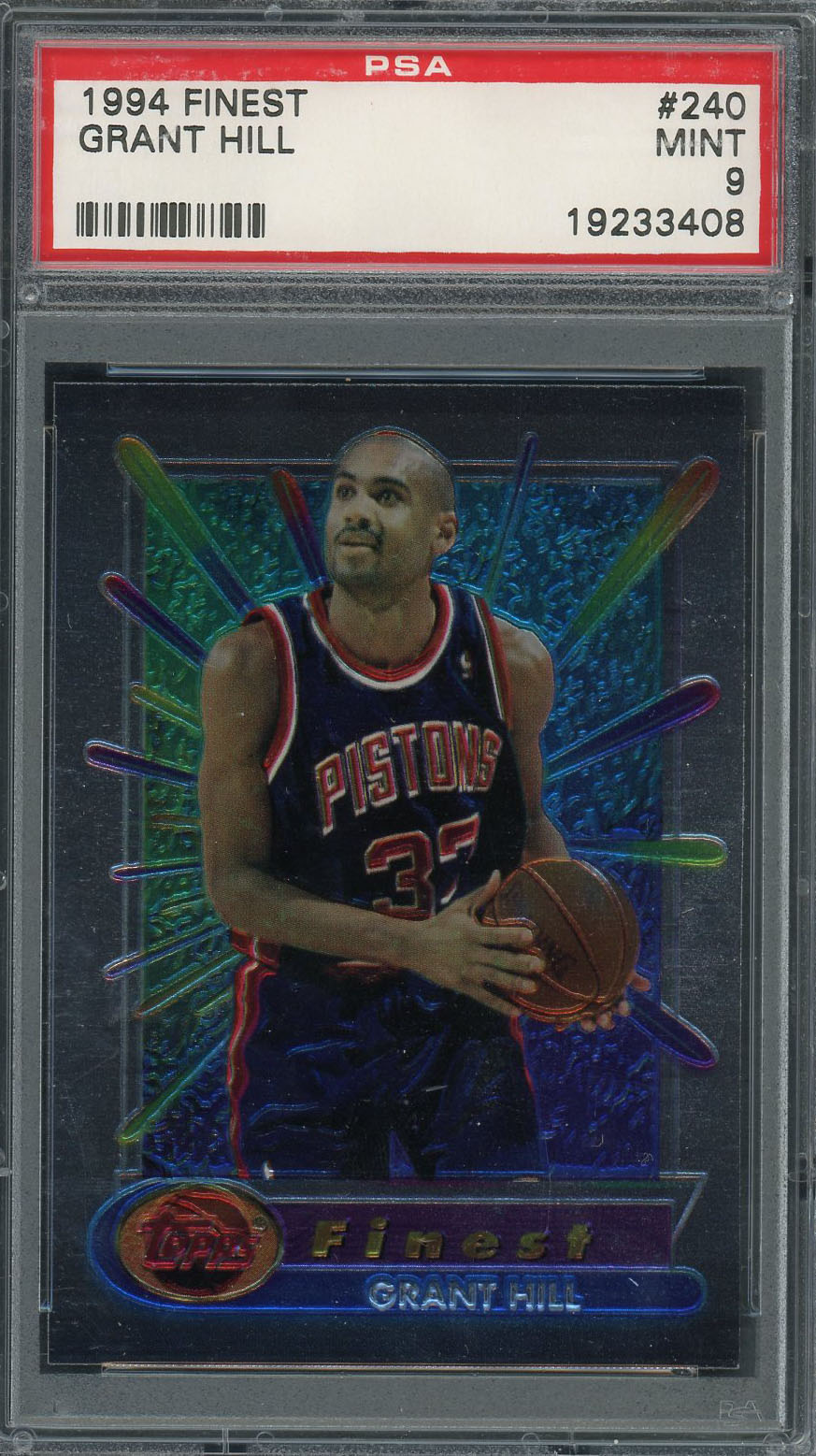 Grant Hill 1994 Topps Finest Basketball Rookie Card RC #240 Graded PSA 9 MINT