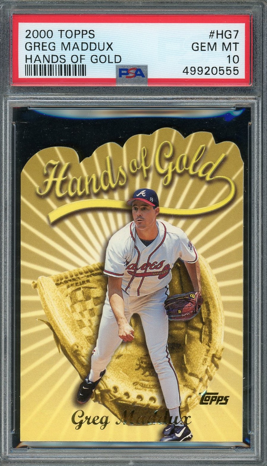 Greg Maddux 2000 Topps Hands of Gold Baseball Card #HG7 Graded PSA 10