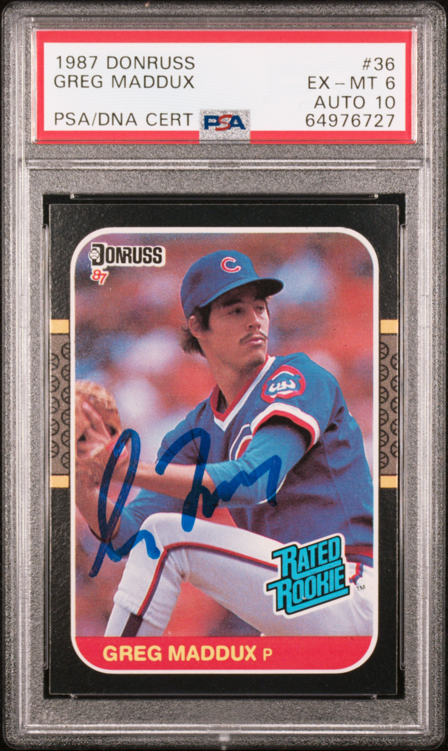 Greg Maddux 1987 Donruss Signed Baseball Rookie Card #36 Auto Graded PSA 10