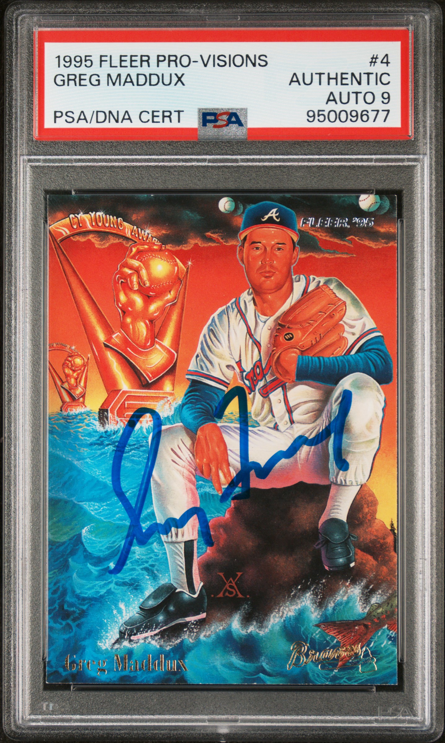 Greg Maddux 1995 Fleer Pro-Visions Signed Baseball Card #4 Auto Graded PSA 9 677