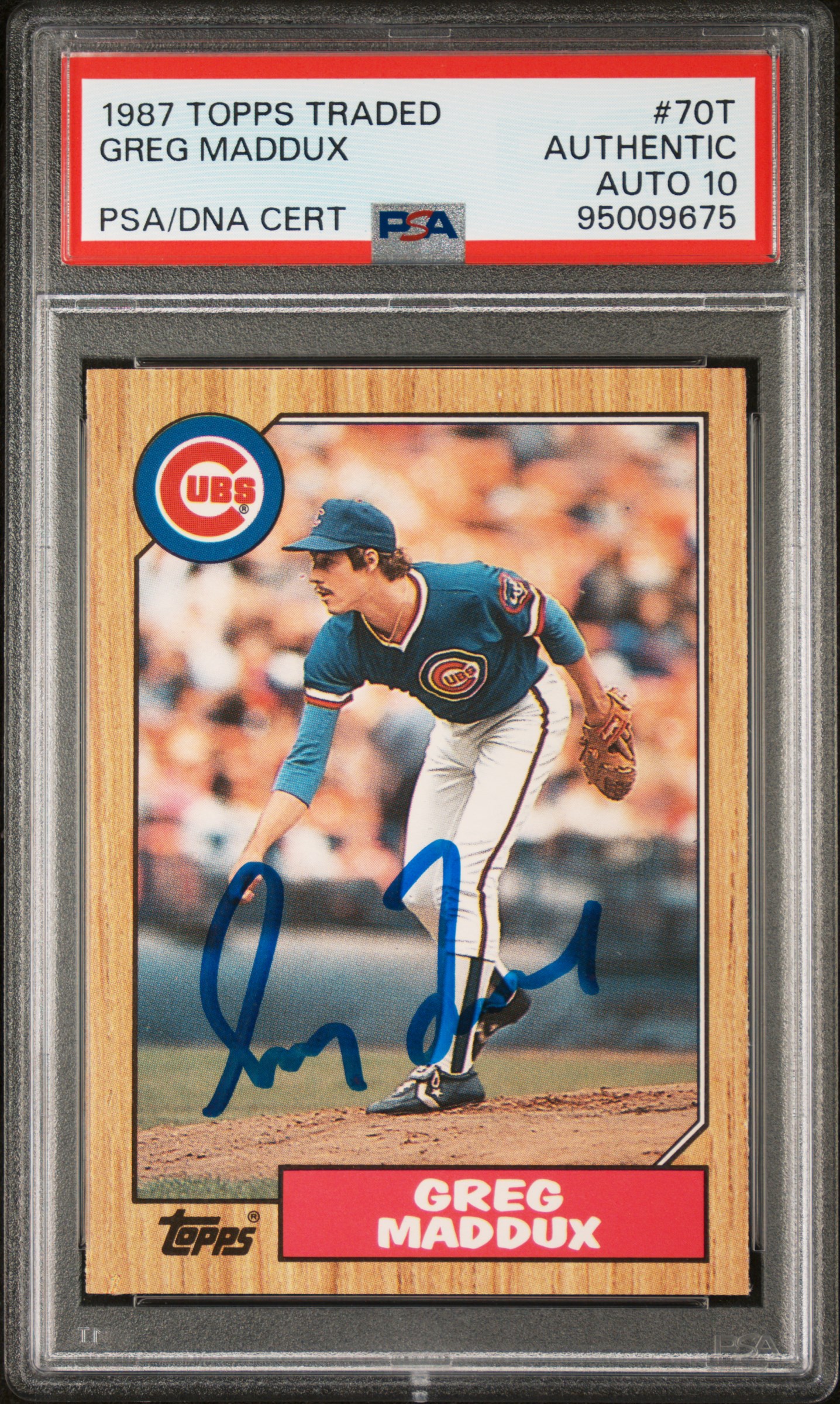 Greg Maddux 1987 Topps Traded Signed Baseball Rookie Card #70T Graded PSA 10 675