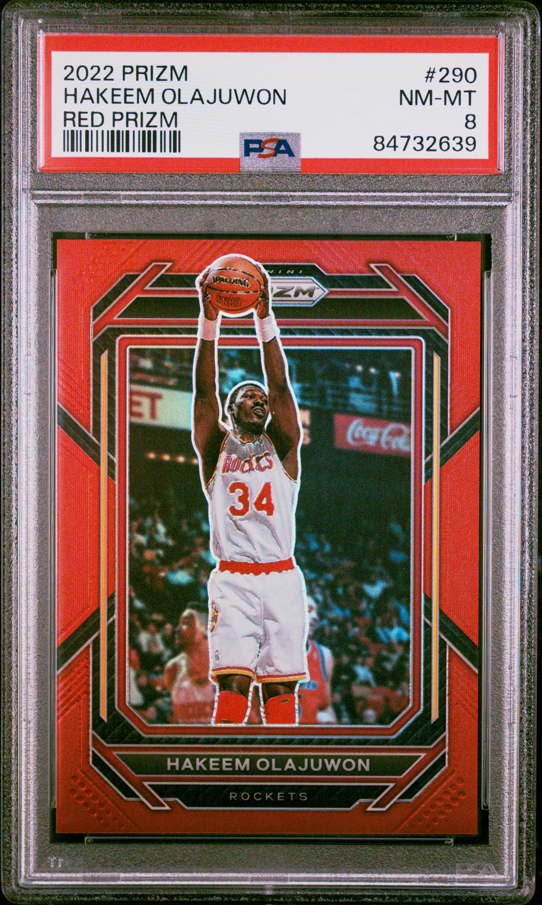Hakeem Olajuwon 2022 Panini Prizm Red Basketball Card #290 Graded PSA 8