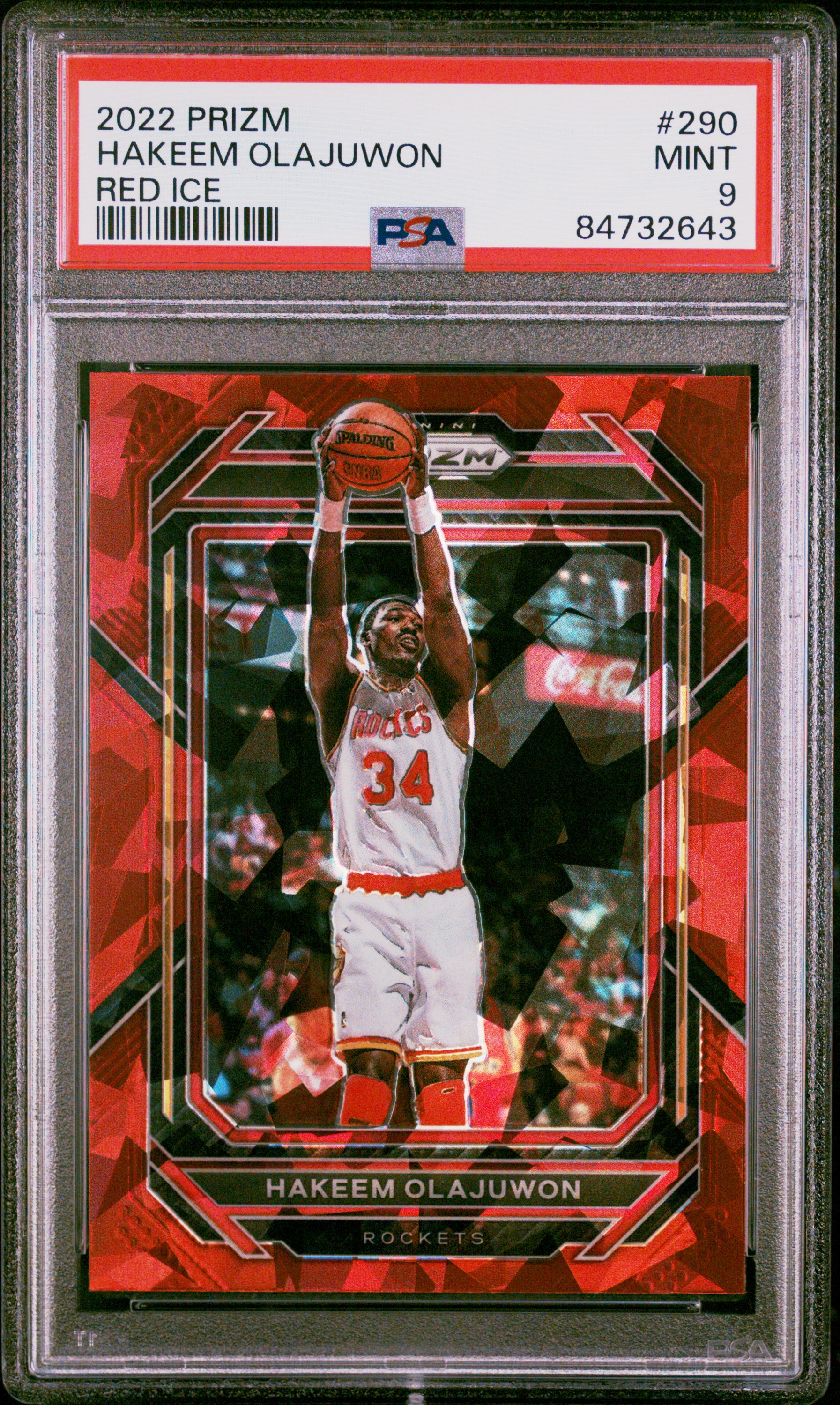 Hakeem Olajuwon 2022 Panini Prizm Red Ice Basketball Card #290 Graded PSA 9