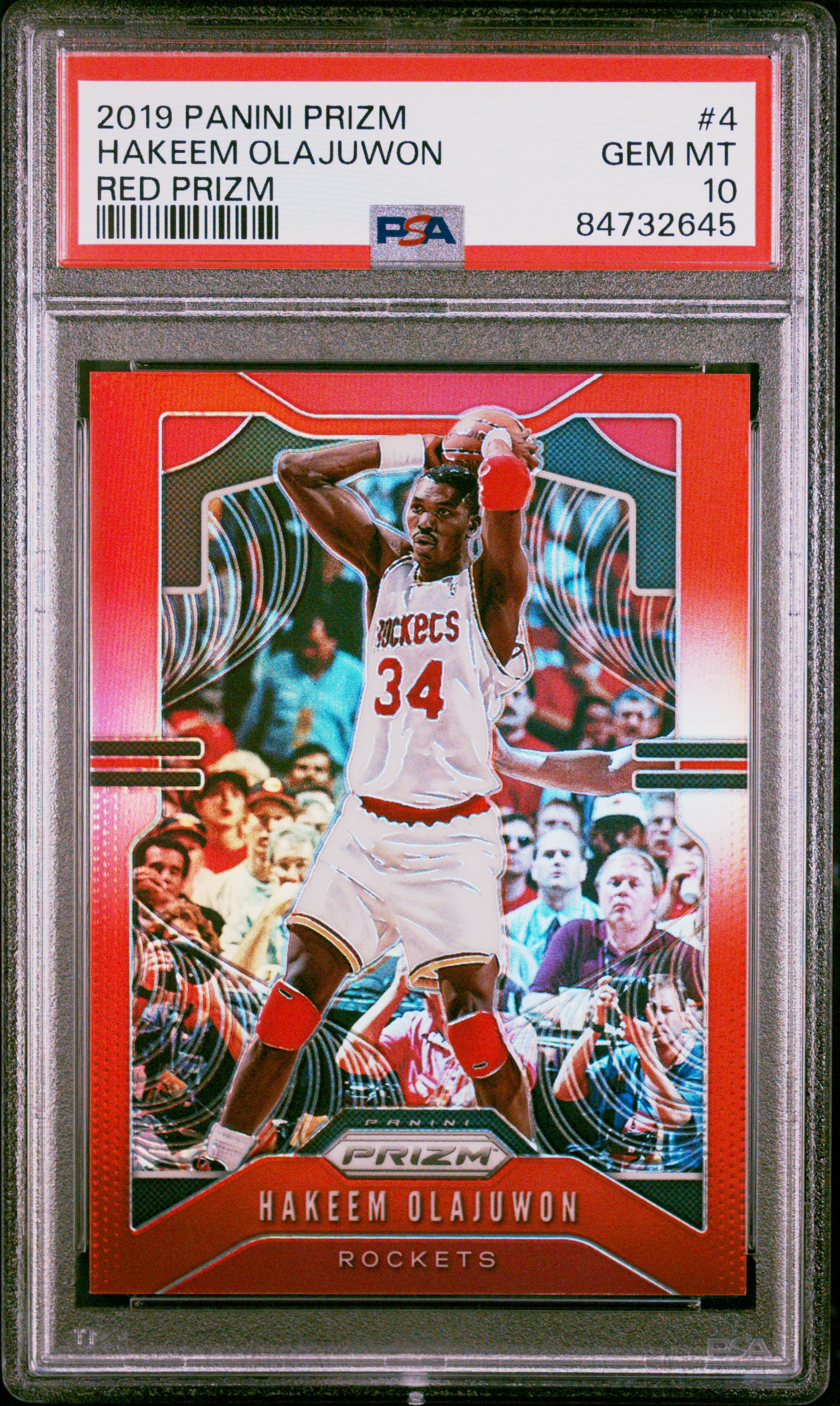 Hakeem Olajuwon 2019 Panini Prizm Red Basketball Card #4 Graded PSA 10 6/299