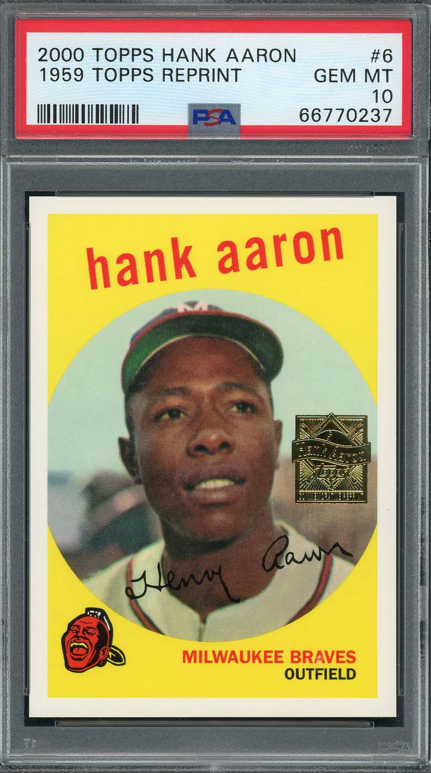 Hank Aaron 2000 Topps 1959 Baseball Card #6 Graded PSA 10 Hank Aaron 2000 Topps 1959 Baseball Card #6 Graded PSA 10