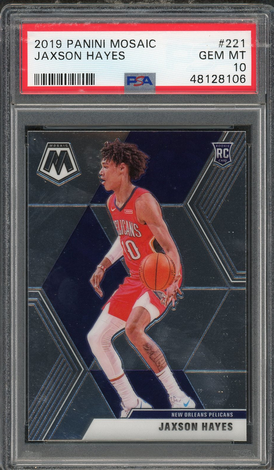 Jaxson Hayes 2019 Panini Mosaic Basketball Rookie Card RC #221 Graded PSA 10 GEM MINT Jaxson Hayes 2019 Panini Mosaic Basketball Rookie Card RC #221 Graded PSA 10 GEM MINT