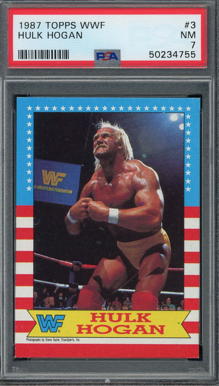 Hulk Hogan 1987 Topps WWF Wrestling Card #3 Graded PSA 7