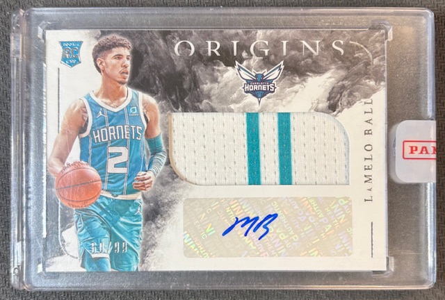 LaMelo Ball 2020-21 Panini Origins Basketball Signed Rookie Patch Auto Card #RJA-BAL 60/99