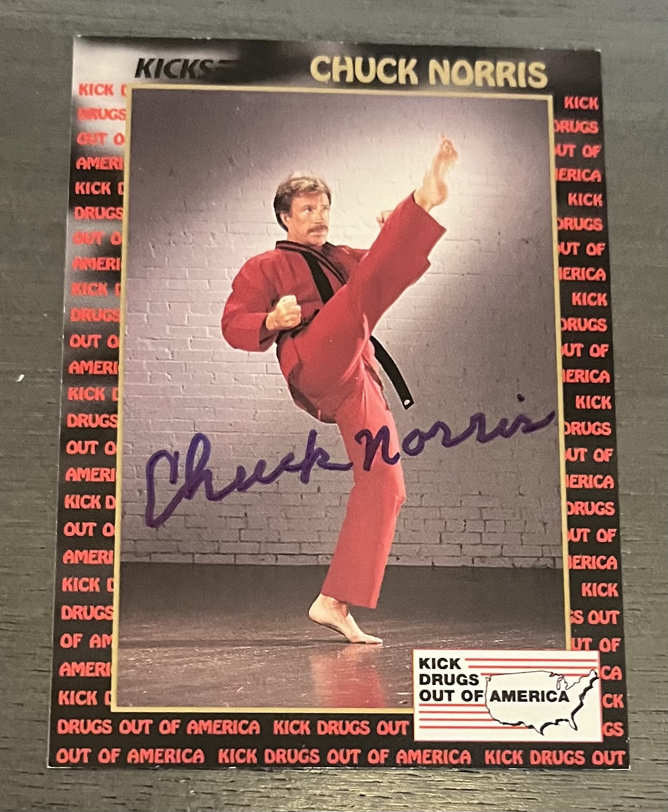 Chuck Norris 1991 Kicks Autographed Trading Signed Card JSA COA