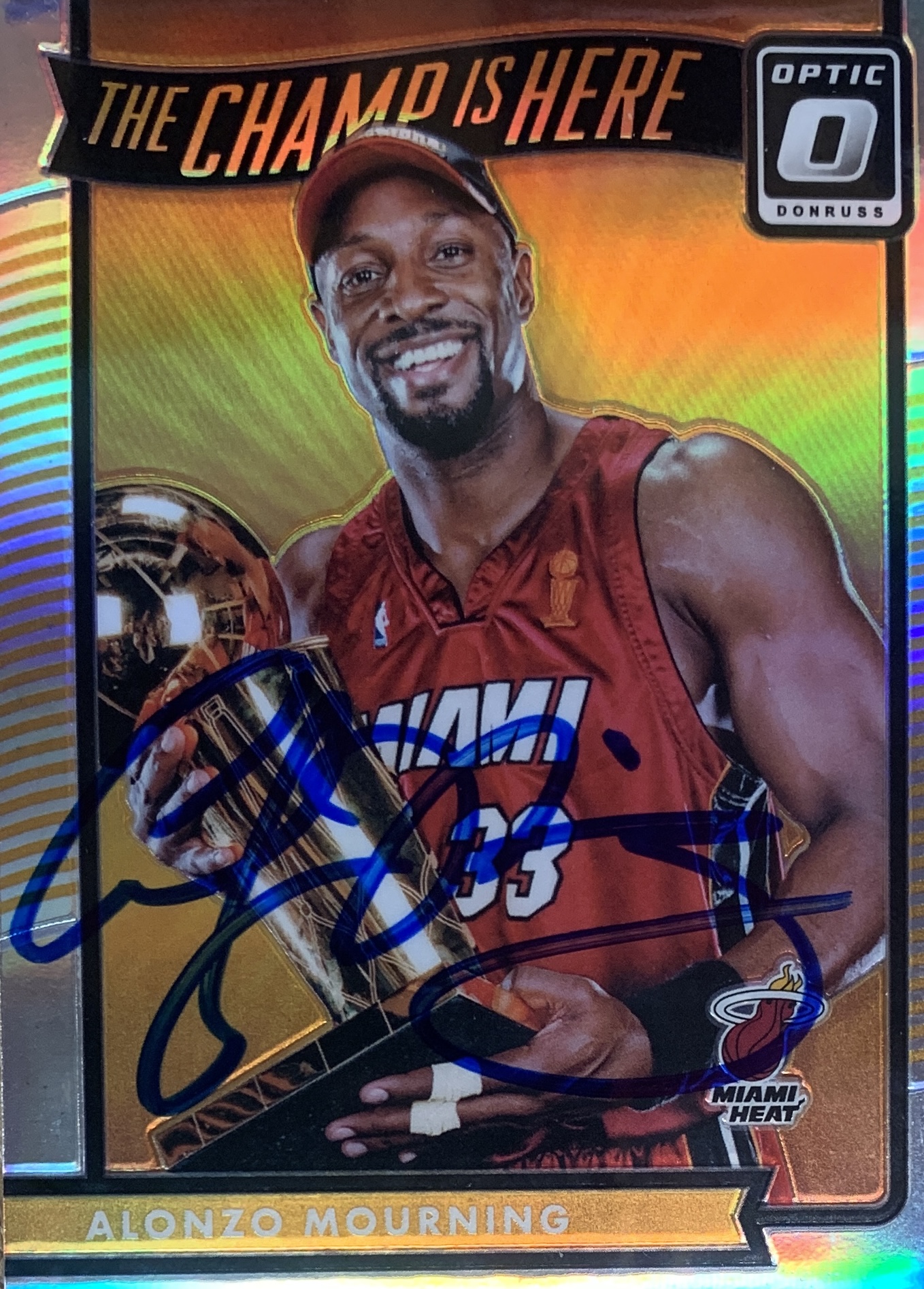 Alonzo Mourning Autographed 2016 Panini Donruss Optic Prizm Signed Basketball Card #8 Auto JSA COA Alonzo Mourning Autographed 2016 Panini Donruss Optic Prizm Signed Basketball Card #8 Auto JSA COA