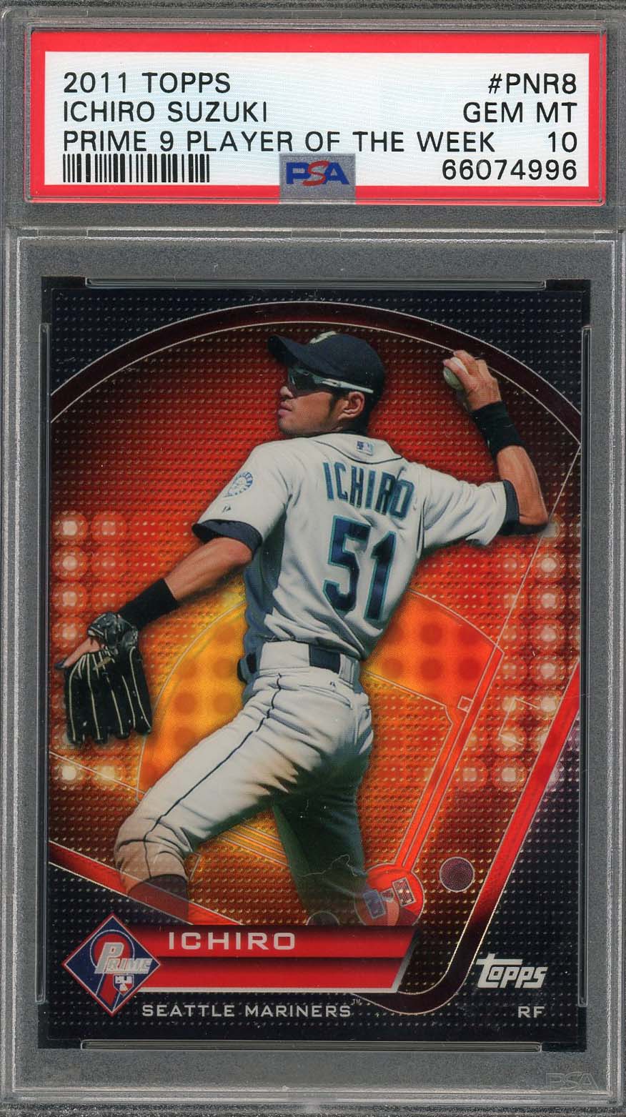 Ichiro Suzuki 2011 Topps Prime 9 Baseball Card #PNR8 Graded PSA 10