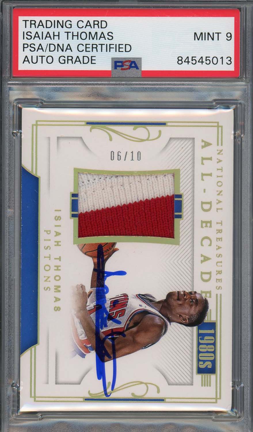Isiah Thomas Autographed 2017 Panini National Treasures Signed Card PSA 9 /10