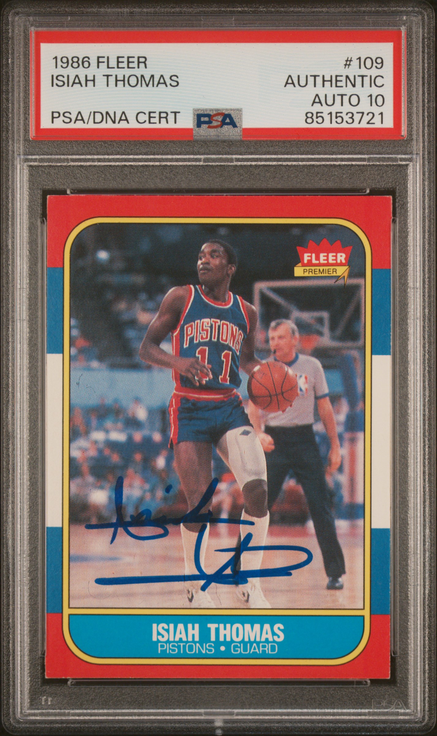 Isiah Thomas 1986 Fleer Signed Rookie Card #109 Auto Graded PSA 10 85153721