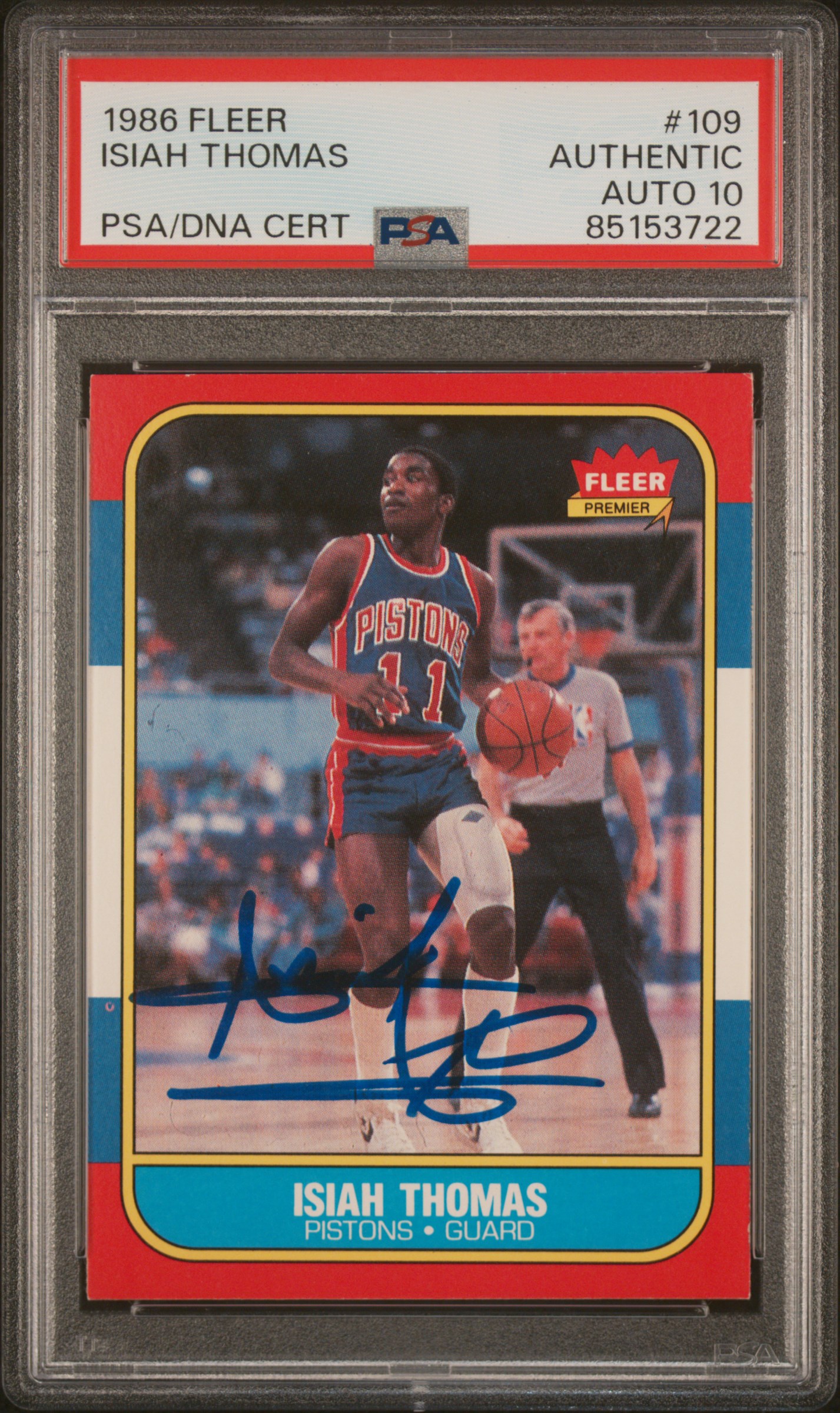 Isiah Thomas 1986 Fleer Signed Rookie Card #109 Auto Graded PSA 10 85153722