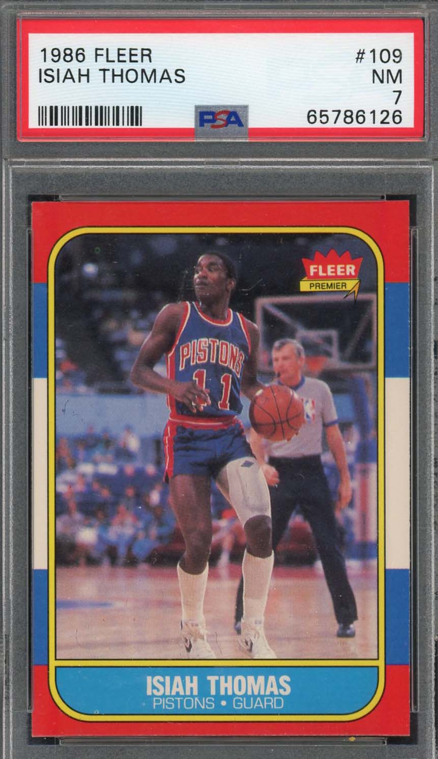 Isiah Thomas 1986 Fleer Basketball Rookie Card RC #109 Graded PSA 7