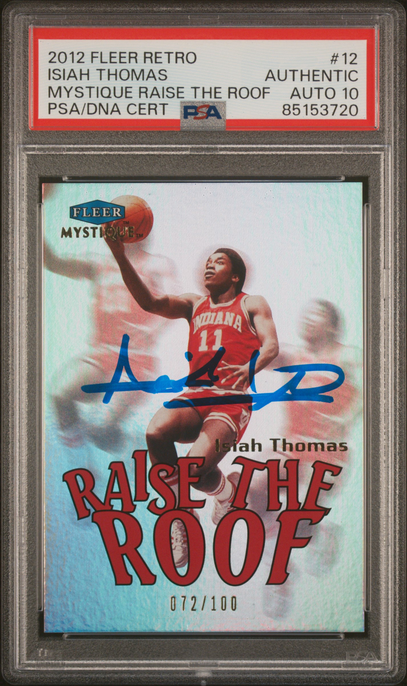 Isiah Thomas 2012 Fleer Retro Raise the Roof Card #12 Auto Graded PSA 10 72/100