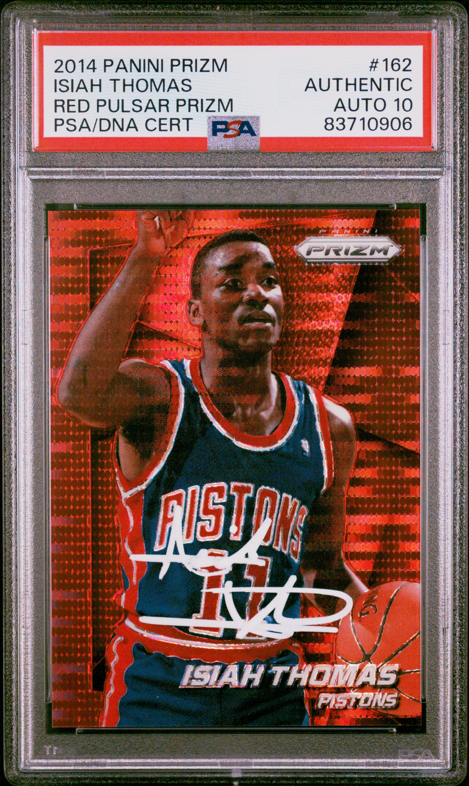 Isiah Thomas 2014 Panini Prizm Red Pulsar Signed Card #162 Auto PSA 10 13/25