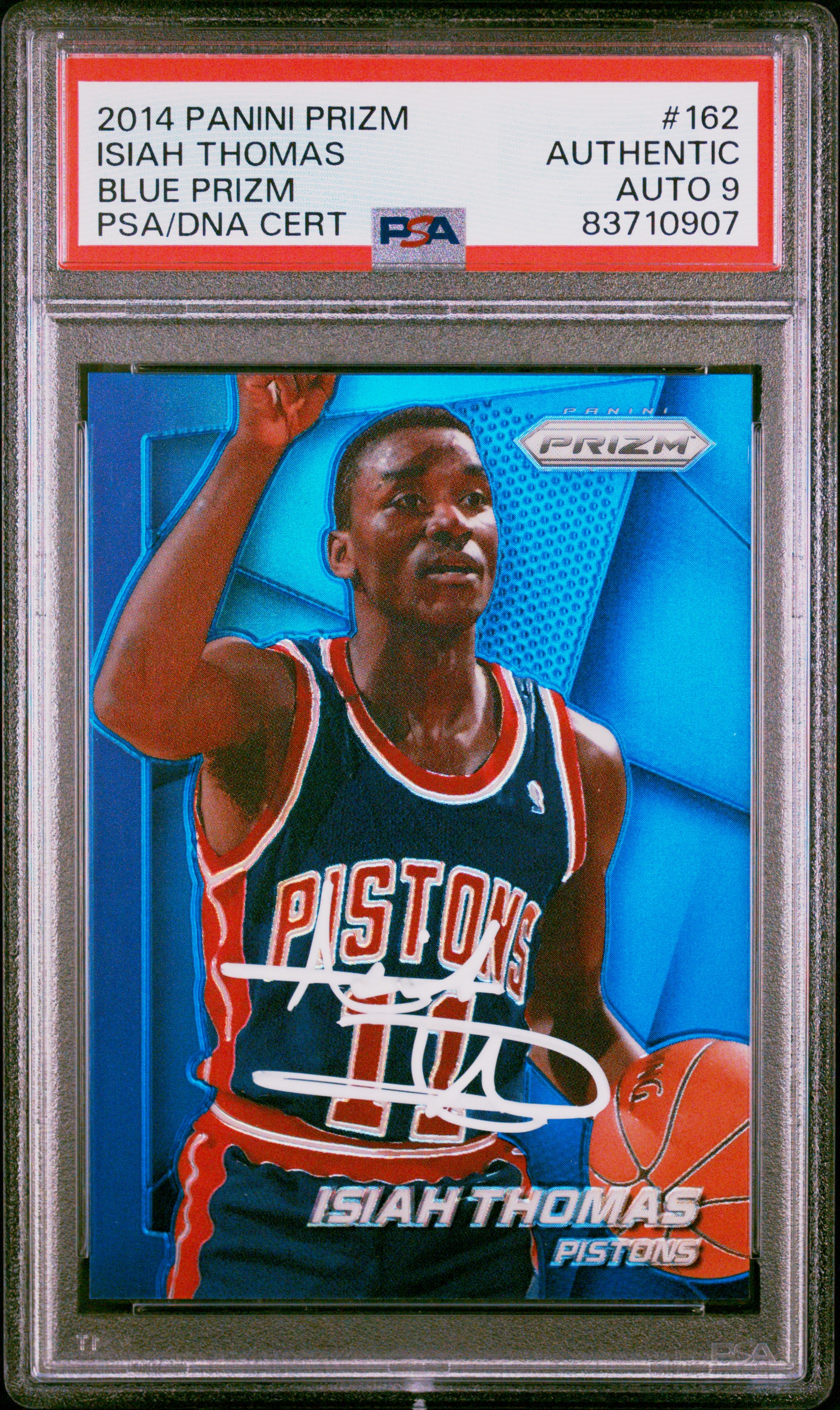 Isiah Thomas 2014 Panini Prizm Blue Signed Card #162 Auto Graded PSA 10 73/99