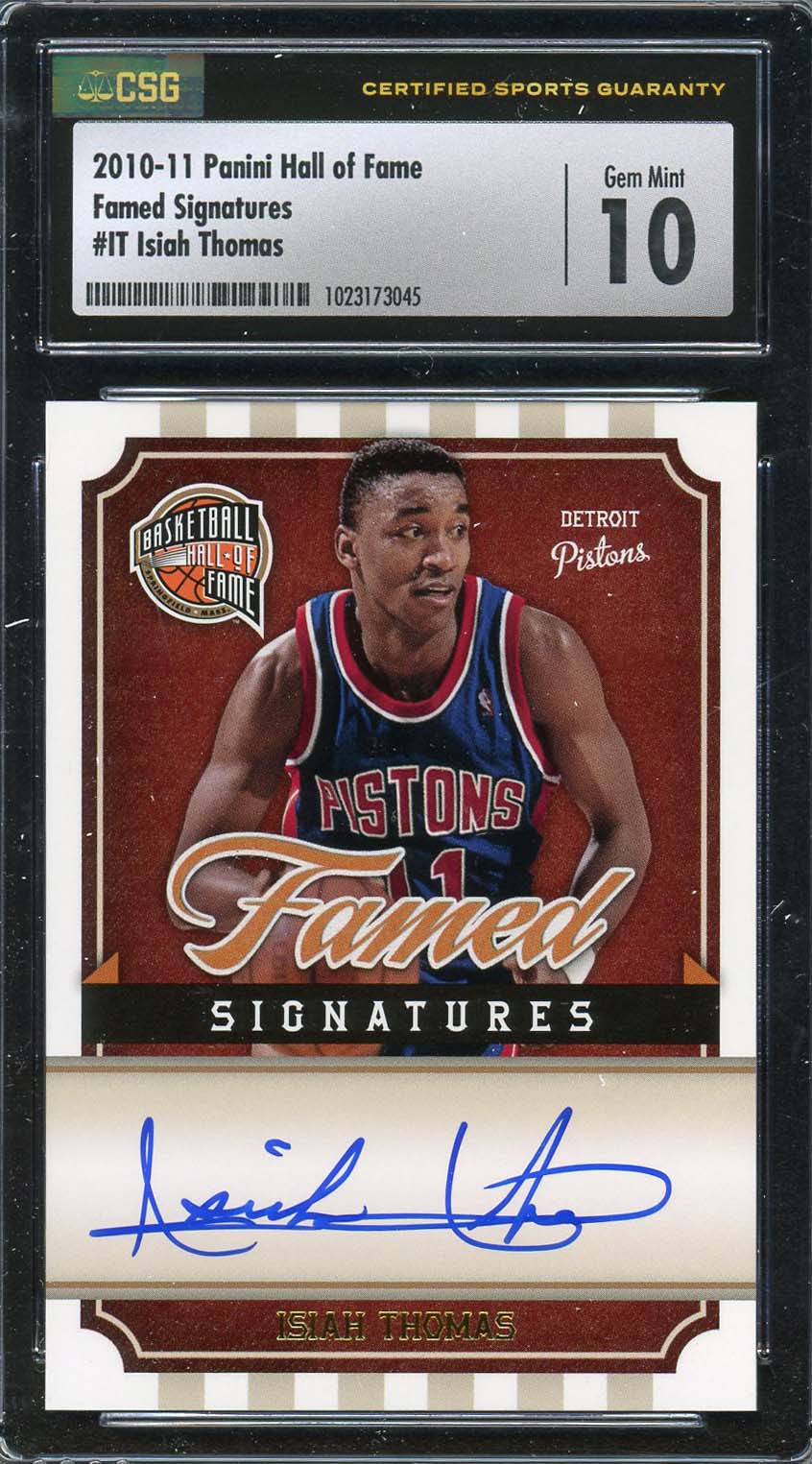 Isiah Thomas Autographed 2010 Panini Hall of Famed Signatures Signed Card CSG 10