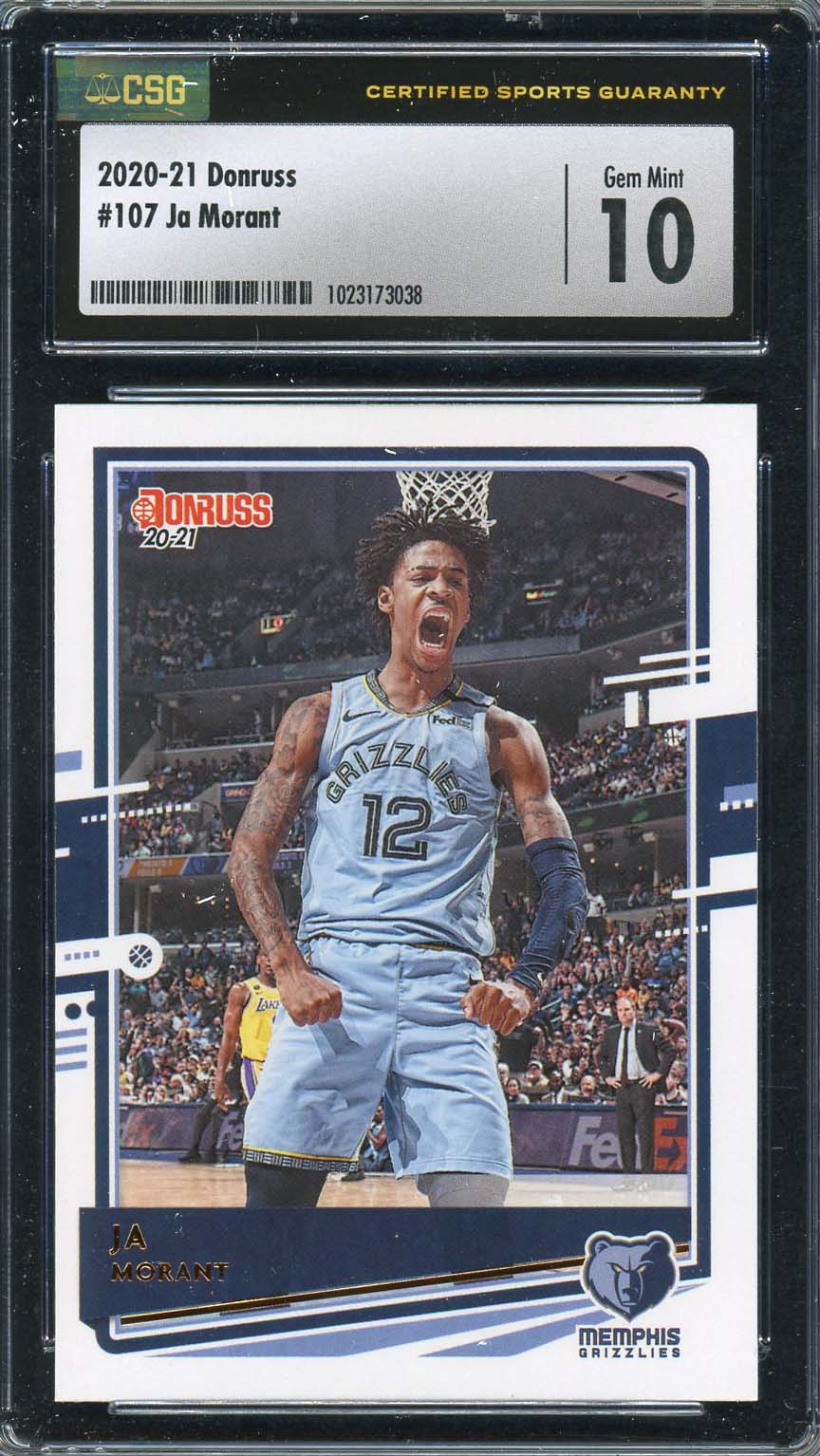 Ja Morant 2020-21 Panini Donruss Basketball Card #107 Graded CSG 10