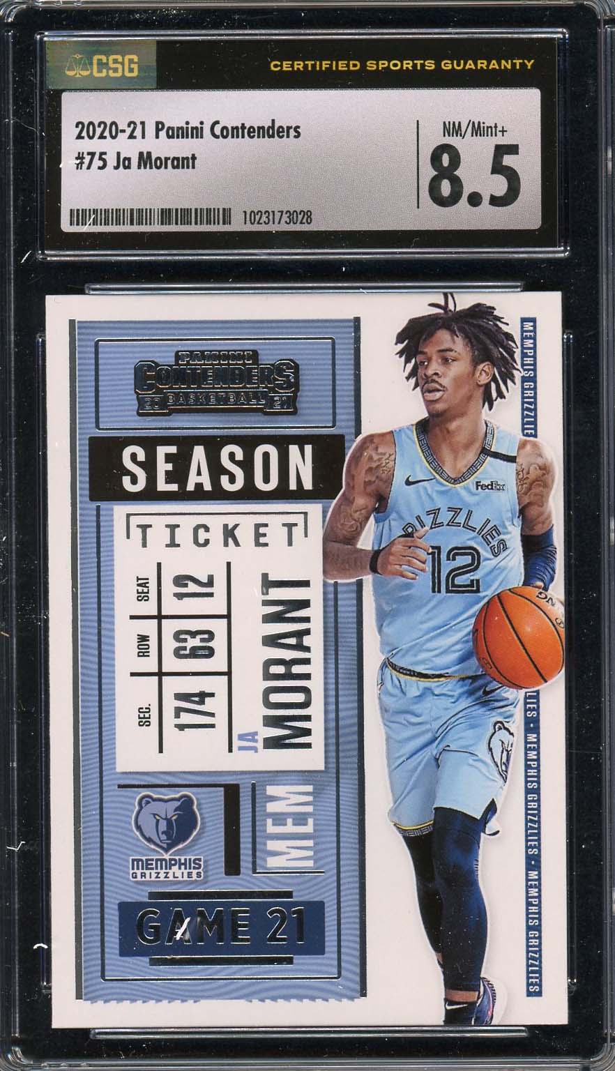 Ja Morant 2020-21 Panini Contenders Basketball Card #75 Graded CSG 8.5