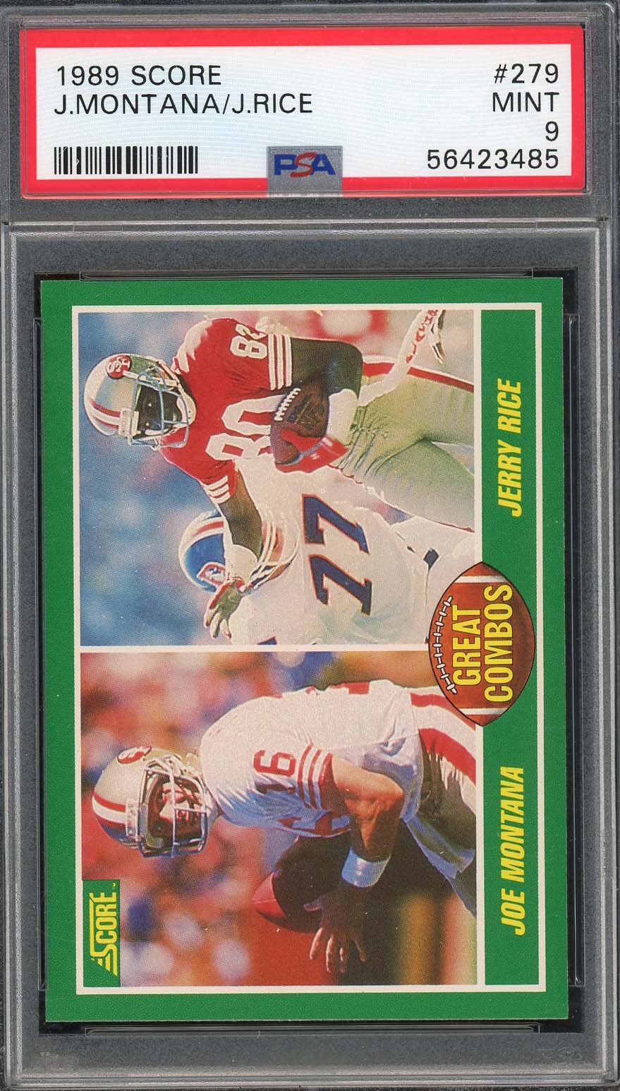 Joe Montana Jerry Rice 1989 Score Football Card #279 Graded PSA 9