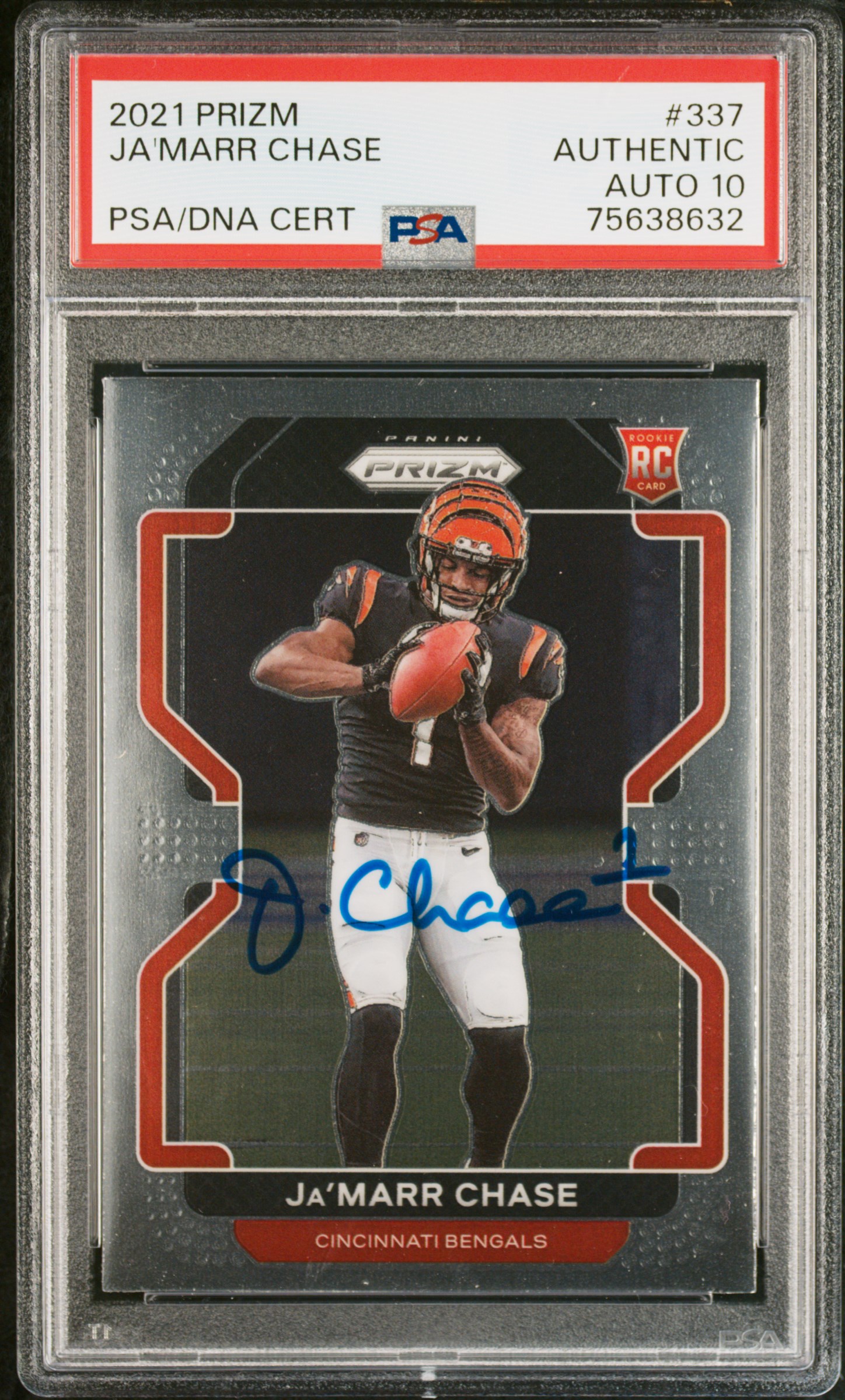 Ja'Marr Chase 2021 Panini Prizm Signed Rookie Card #337 Auto PSA 10 75638632