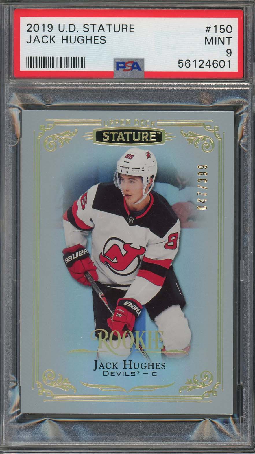 Jack Hughes 2019 Upper Deck Stature Hockey Rookie Card #150 Graded PSA 9 /399 Jack Hughes 2019 Upper Deck Stature Hockey Rookie Card #150 Graded PSA 9 /399