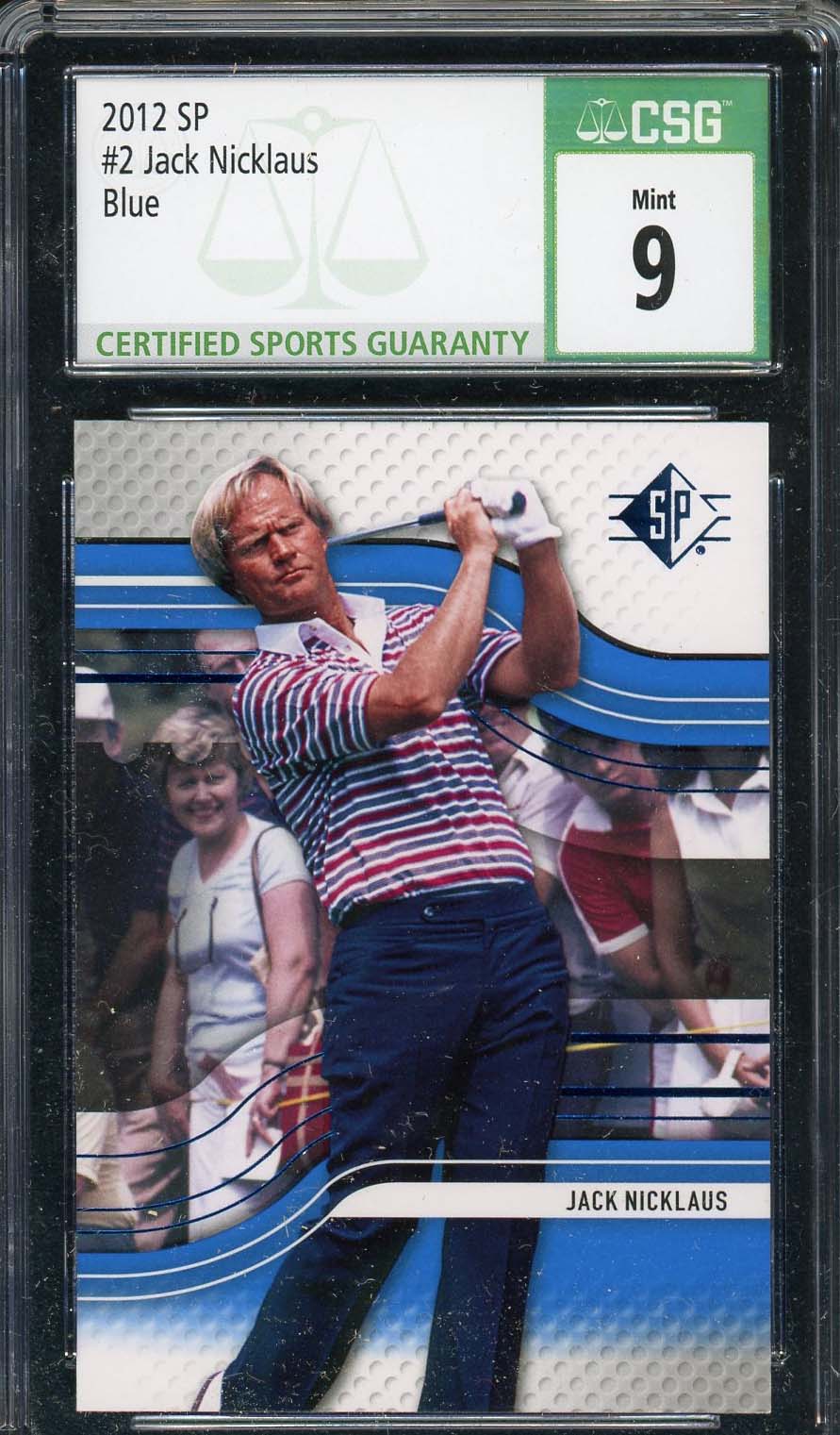 Jack Nicklaus 2012 SP Authentic Blue Golf Card #2 Graded CSG 9