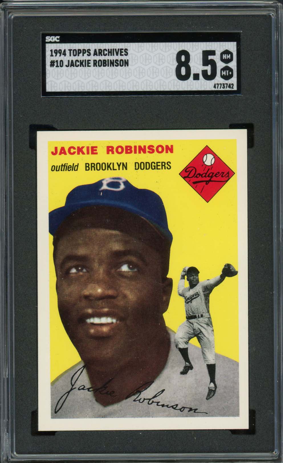 Jackie Robinson 1994 Topps Archives Baseball Card #10 Graded SGC 8.5 Jackie Robinson 1994 Topps Archives Baseball Card #10 Graded SGC 8.5