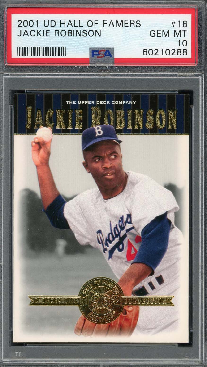 Jackie Robinson 2001 Upper Deck Hall Of Famers Baseball Card #16 Graded PSA 10