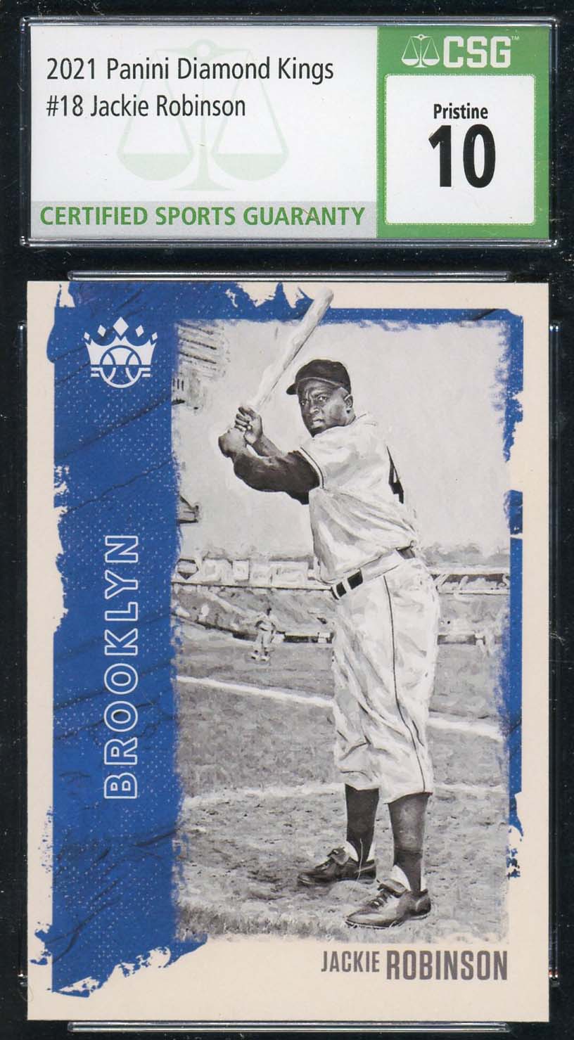Jackie Robinson 2021 Panini Diamond Kings Baseball Card #18 Graded CSG 10 Jackie Robinson 2021 Panini Diamond Kings Baseball Card #18 Graded CSG 10