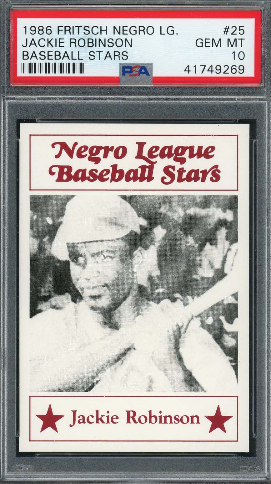 Jackie Robinson 1986 Fritsch Negro Leagues Baseball Card #25 Graded PSA 10 Jackie Robinson 1986 Fritsch Negro Leagues Baseball Card #25 Graded PSA 10