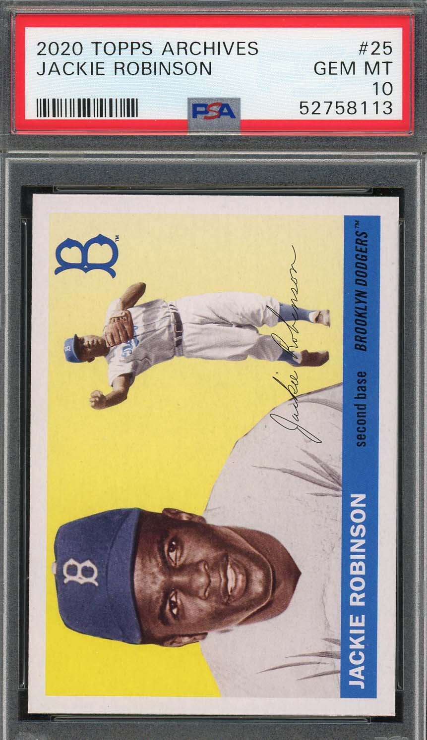 Jackie Robinson 2020 Topps Archives Baseball Card #25 Graded PSA 10