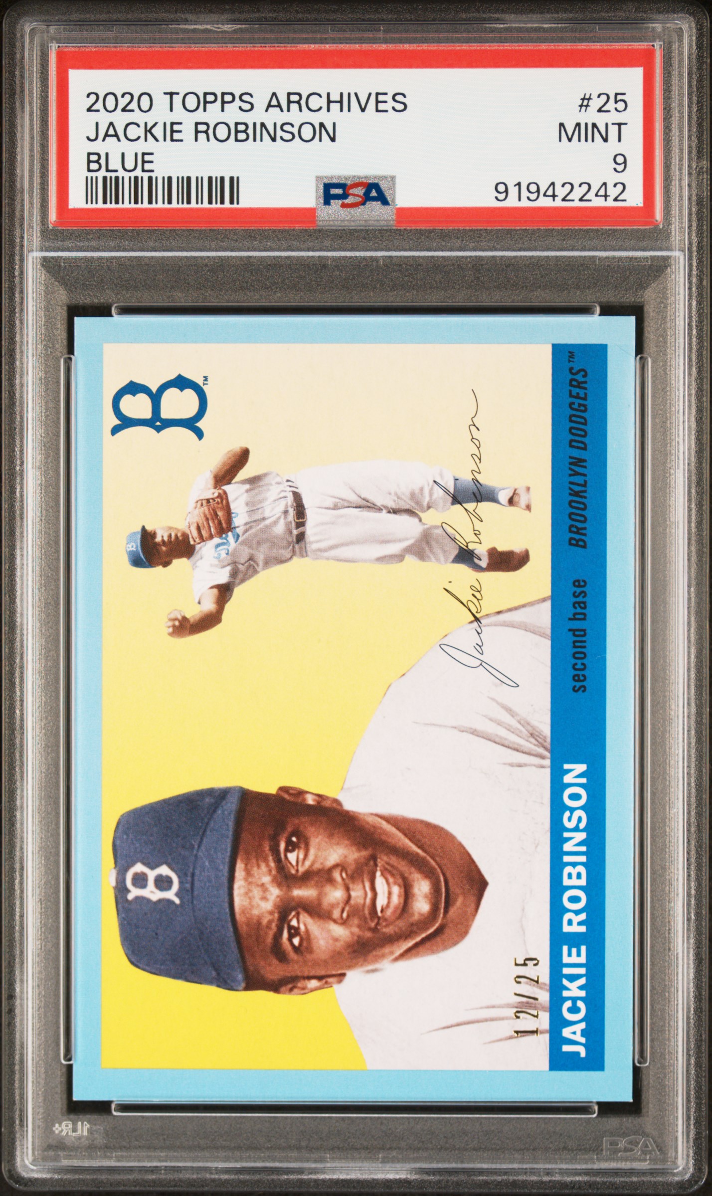 Jackie Robinson 2020 Topps Archives Blue Baseball Card #25 Graded PSA 9
