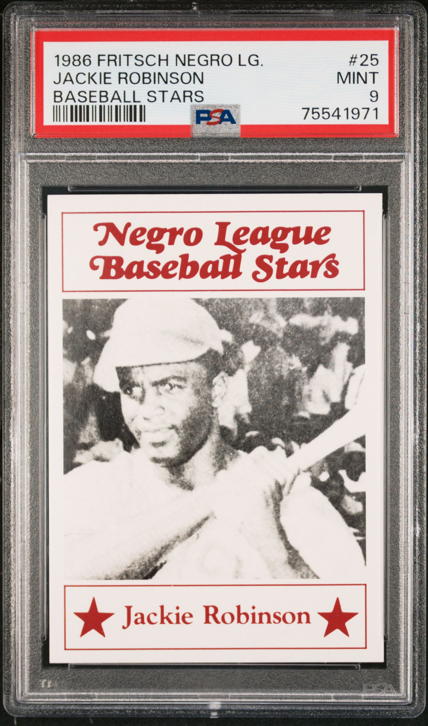 Jackie Robinson 1986 Fritsch Negro Leagues Baseball Card #25 Graded PSA 9