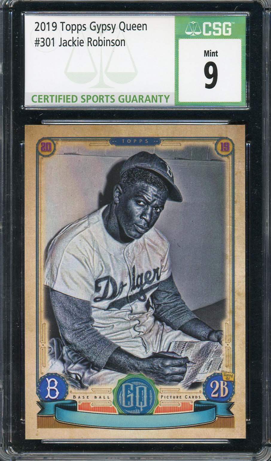 Jackie Robinson 2019 Topps Gypsy Queen Baseball Card #301 Graded CSG 9 Jackie Robinson 2019 Topps Gypsy Queen Baseball Card #301 Graded CSG 9