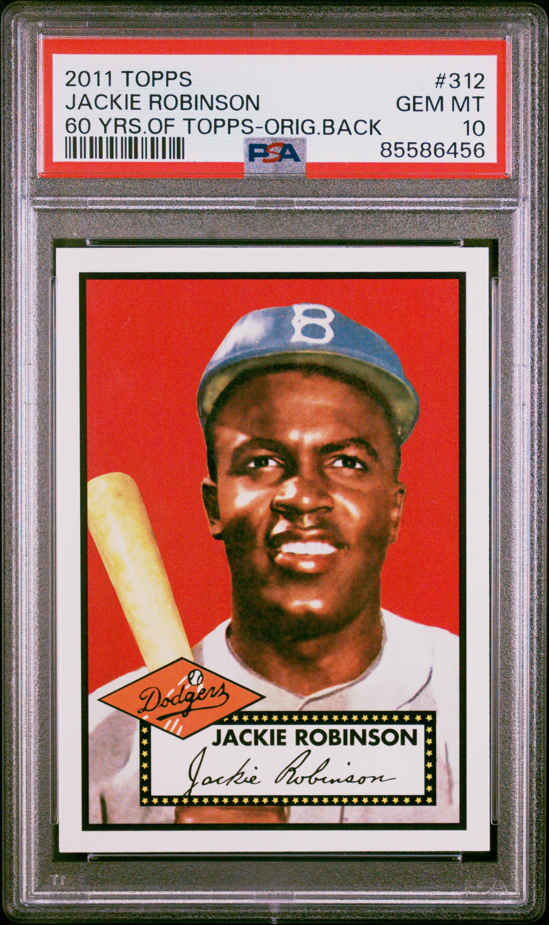 Jackie Robinson 2011 Topps Original Back Baseball Card #312 Graded PSA 10