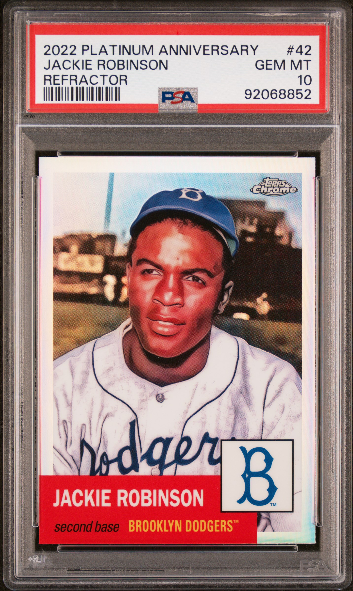 Jackie Robinson 2022 Topps Chrome Refractor Card #42 Graded PSA 10