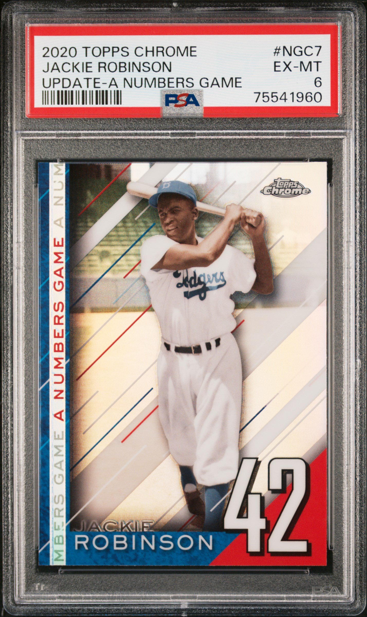 Jackie Robinson 2020 Topps Chrome Update Baseball Card #NGC7 Graded PSA 6