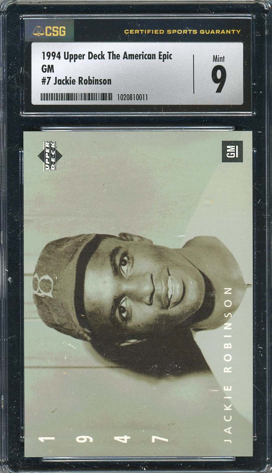 Jackie Robinson 1994 Upper Deck GM Baseball Card #7 Graded CSG 9