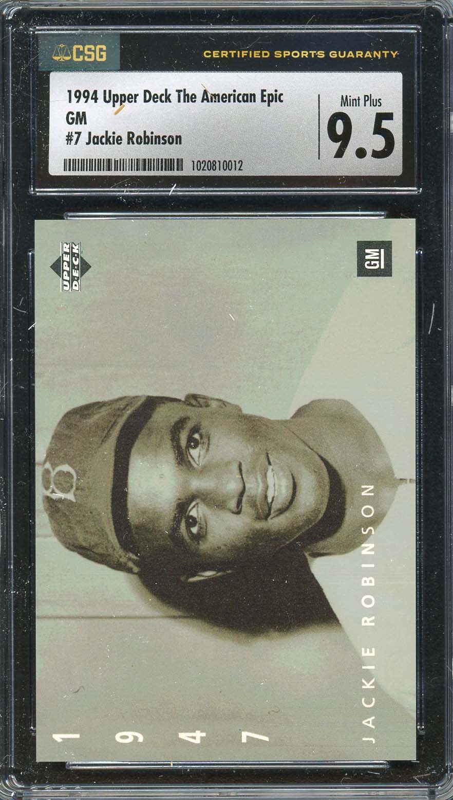 Jackie Robinson 1994 Upper Deck GM Baseball Card #7 Graded CSG 9.5